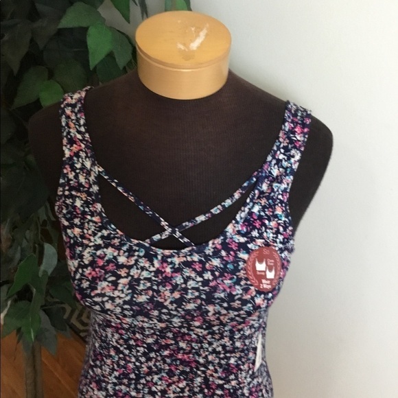SO L floral tank NWT reversible criss cross - Picture 4 of 16
